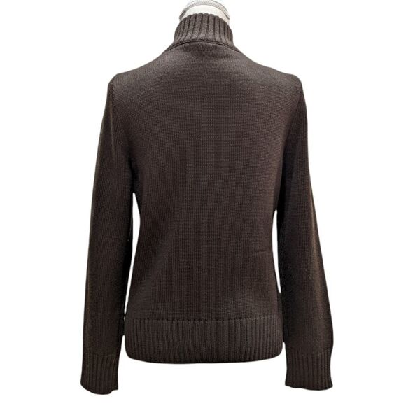 Sisley Italy Women's Brown Wool & Leather Suede Full Zip Jacket Size M - Picture 2 of 10